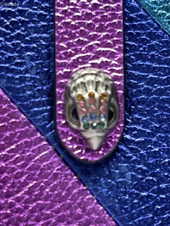 Kurt Geiger Metallic Rainbow 🌈 Diagonal Stripe Continental Wallet - Picture 3 of 16